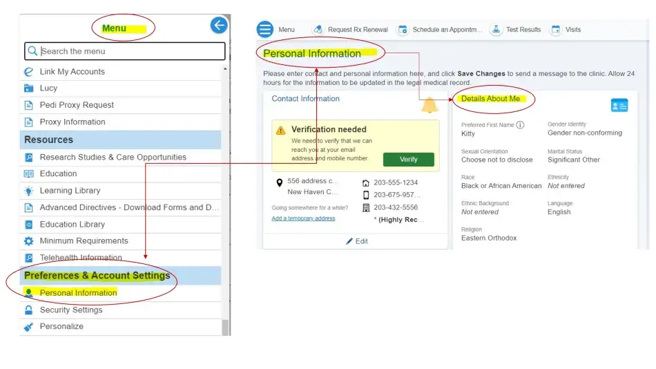 We Ask Because We Care - how to make changes in mychart