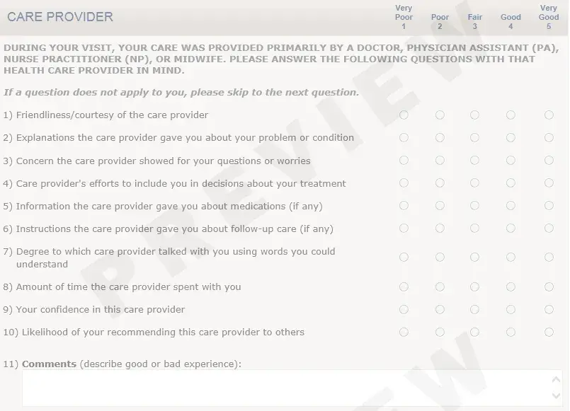 patient survey example